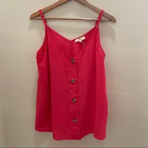 Entro - L Bright Pink Button-up Tank